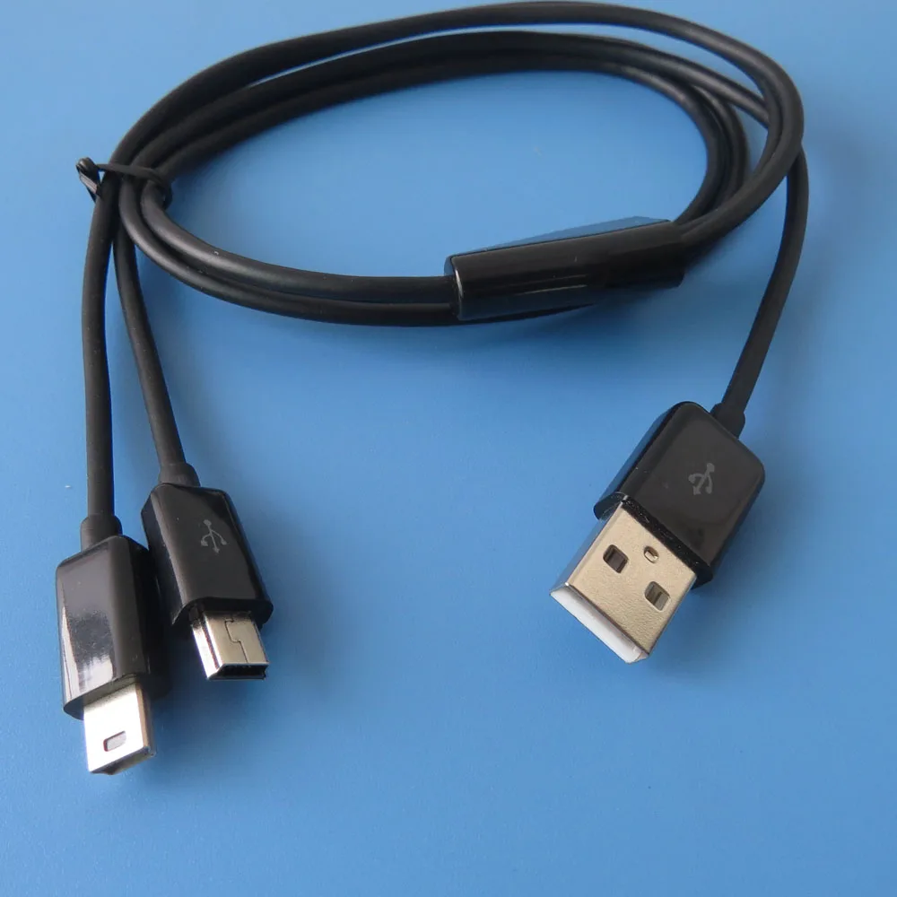 2vnt 1m 3ft Dual Mini USB Splitter Cable Power 2 Mini USB Prietaisus vienu Metu