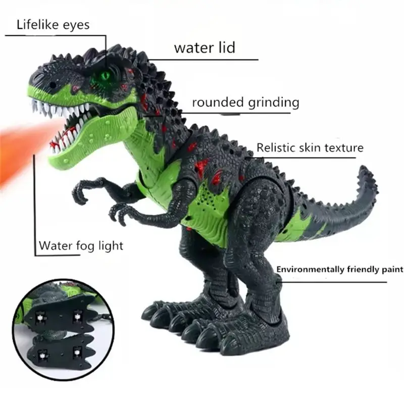 OOTDTY Imituojamas Liepsnos Purškimo Tyrannosaurus T-Rex Dinozaurai Žaislas Vaikams Vaikščioti Dinozaurai Vandens Purškimo Raudonos Šviesos & Tikroviški Garsai