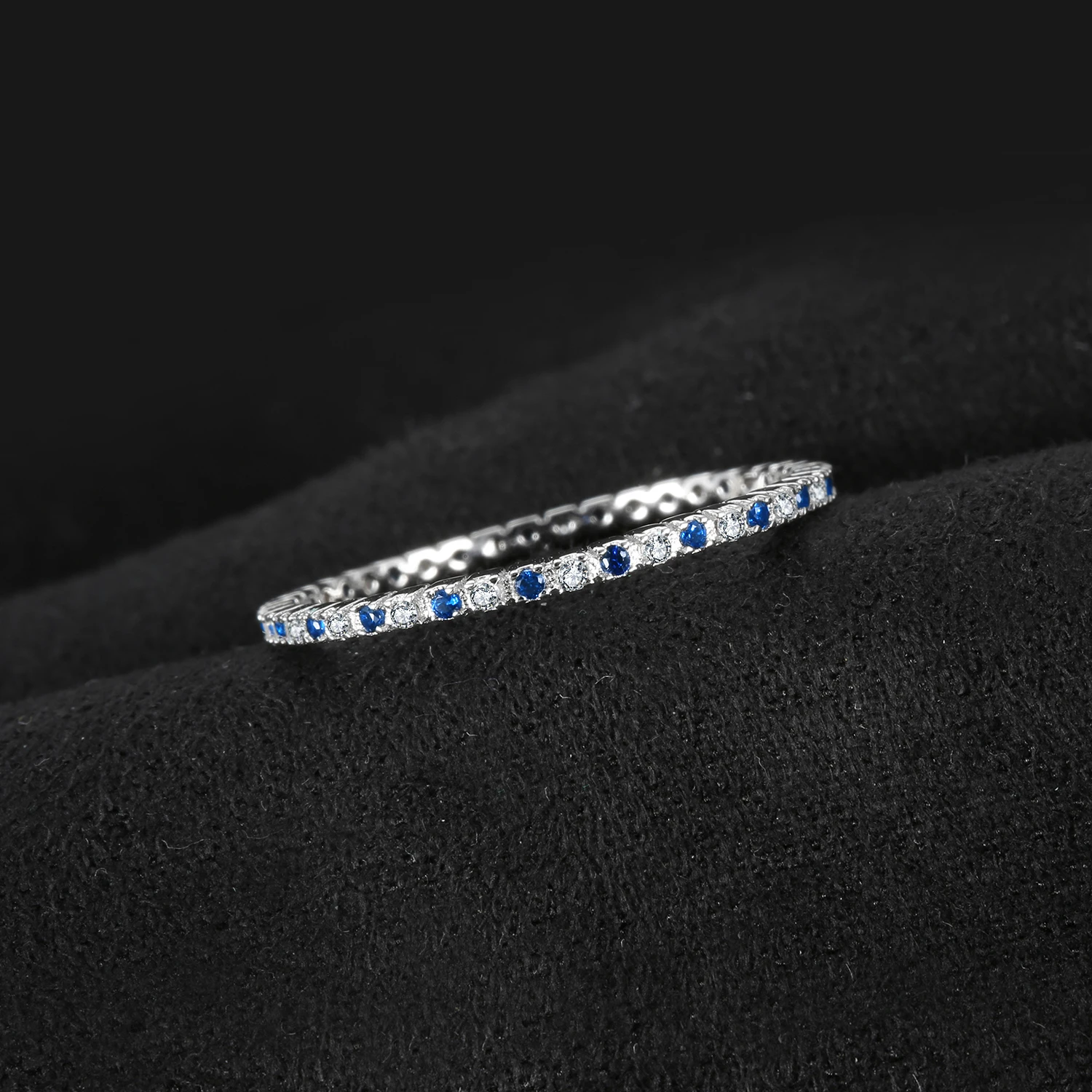JewelryPalace Sukurta Mėlyna Spinel Žiedas 925 Sterlingas Sidabro Žiedai Moterims, Vestuviniai Žiedai, Amžinybę Juosta Sidabro 925 Fine Jewelry