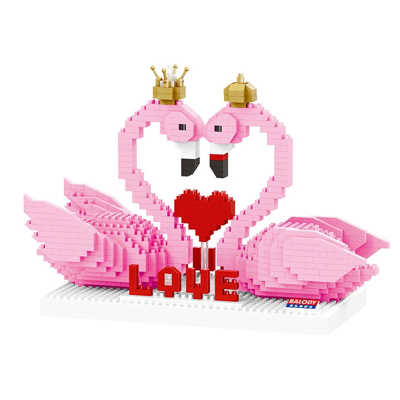BALODY Gyvūnų Pink Flamingo Gulbė Paukščių Mylėtojas Bloko Pastato 3D Modelį Mini Diamond Mažųjų Blokų, Plytų Žaislas Vaikams, Dovanos Berniukams