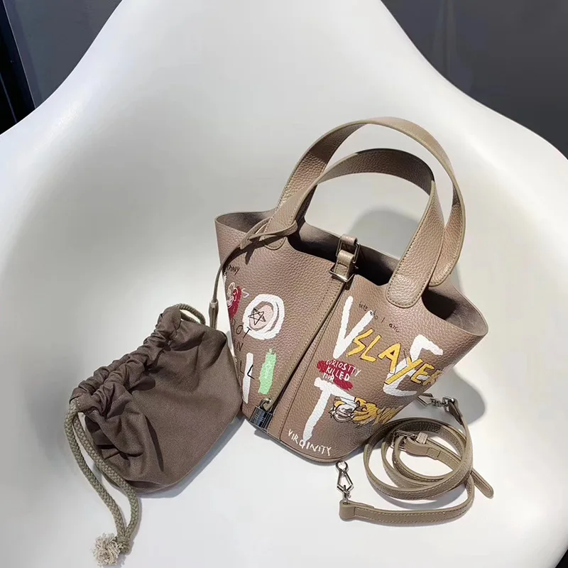 Moteris maišo 2020 didelis maišas pu odos animacinių filmų grafiti ir mamos krepšys daržovių krepšelis kibirą, maišą moterų pečių maišą rankinės
