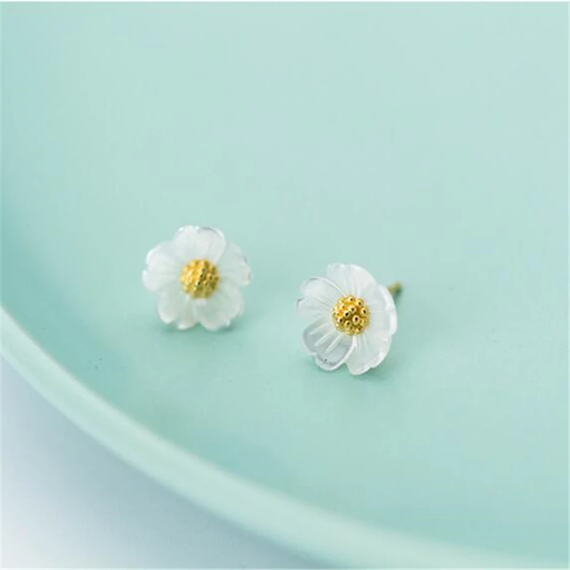 925 Sterlingas Sidabro Cute Maža Opal Gražios Gėlės Stud Auskarai Mados Moterų Papuošalai E8850