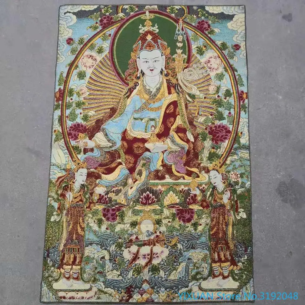 Meistras lianhuasheng Tibeto Budos statula religinių šilko Thangka brokatas tapybos aukso šilko audinio audimo siuvinėjimui