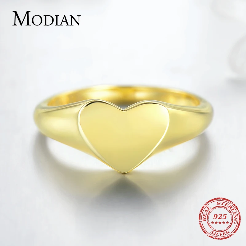 Modian 2019 M. Vasaros Mados Elegantiškas Aukso Spalvos Širdies Piršto Žiedai Klasikinis 925 Sterlingas Sidabro Žiedas Moterims Vestuvių Dovana