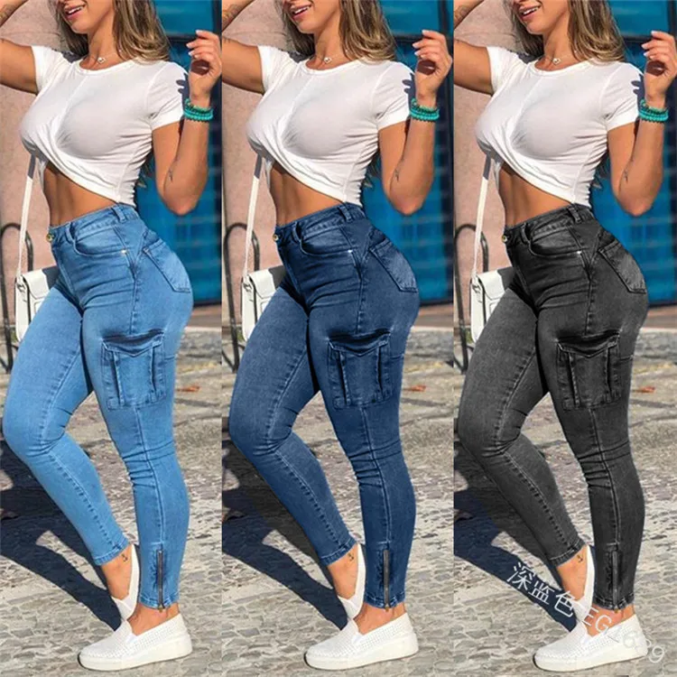 FNOCE 2020 m. žiemos nauji moteriški džinsai kelnės mados tendencijas, atsitiktinis, kietas aukšto juosmens stora ruožas plonas elegantiškas džinsinis Pieštuko Kelnės