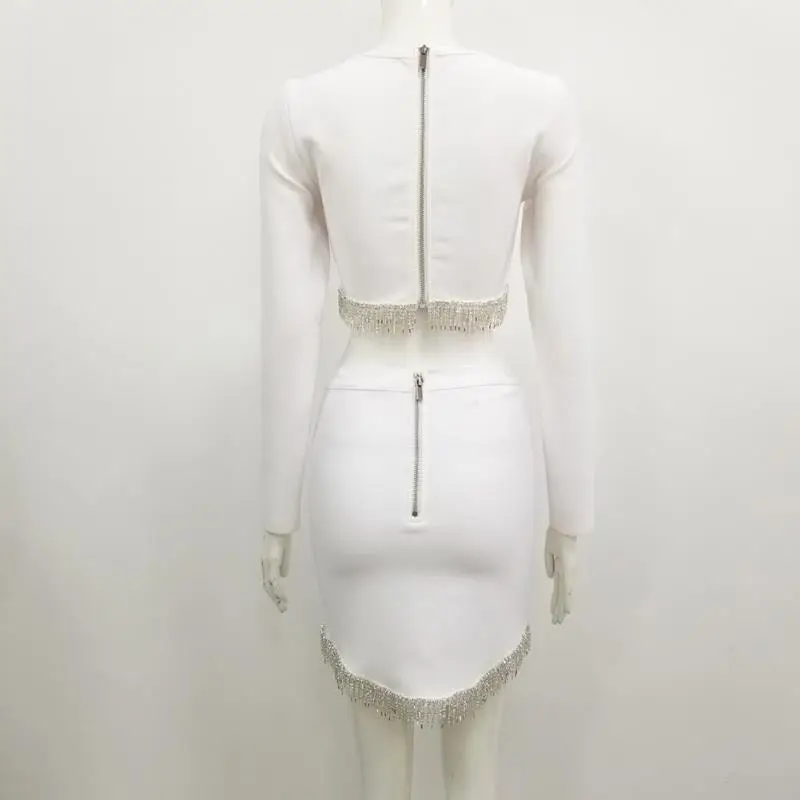 Moterų Drabužiai Nustatyti Žiemos 2020 M Sexy Dizaineris Blizgančių Baltos spalvos Dviejų dalių Komplektas Šalis Gatvės Įžymybė Tvarstis marškinėliai-Sijonai