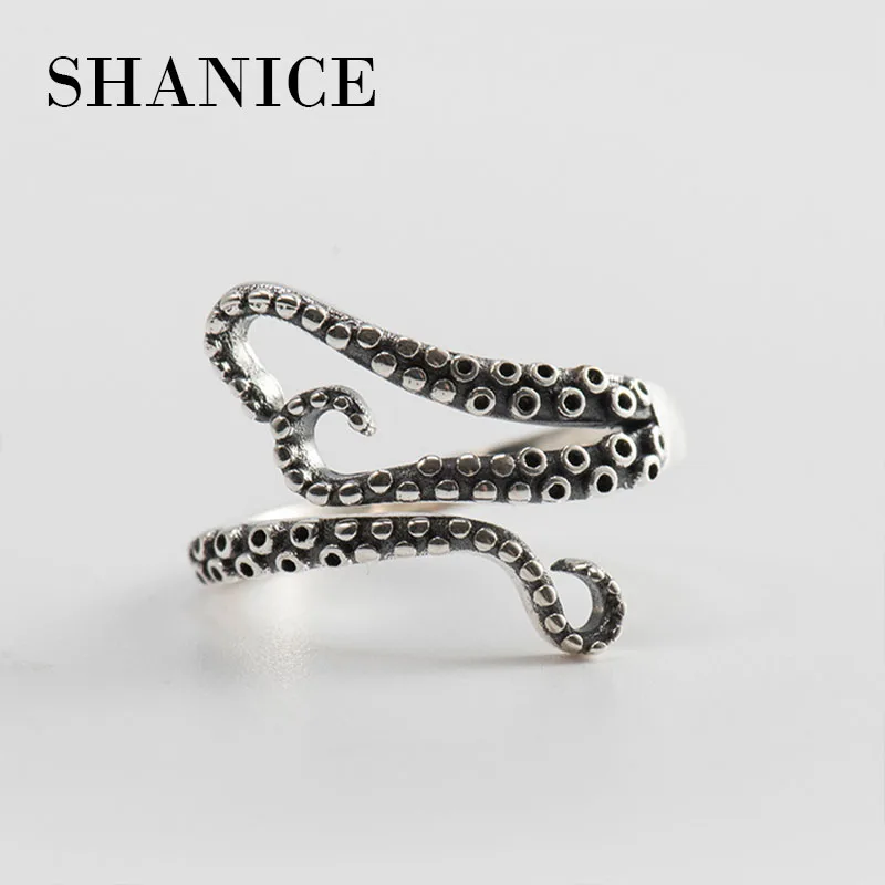 SHANICE 925 Sterling Silver Atidarymas: Žiedas Aštuonkojo Formos Atidaryti Žiedai Moterims, Kūrybinis Dizainas, Ponia, bižuterijos Punk Grupė