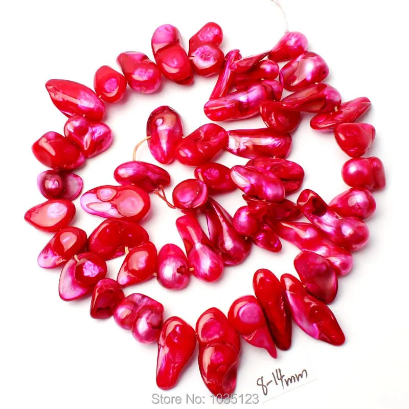 Aukštos Kokybės 8-kaip 14mm Raudona Natūralių Gėlavandenių Perlų Danties Formos 