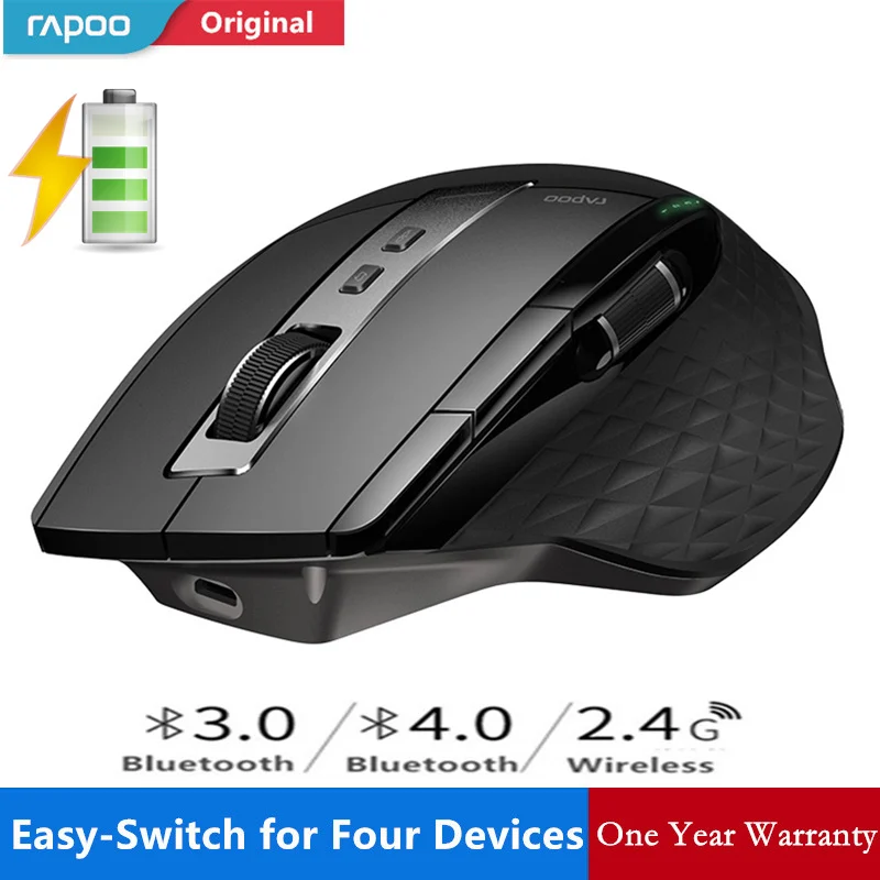Naujas Rapoo MT750S Įkrovimo Multi-mode Belaidės Pelės Perjungti Bluetooth 3.0/4.0-2,4 G, Keturių Prietaisų Jungtis