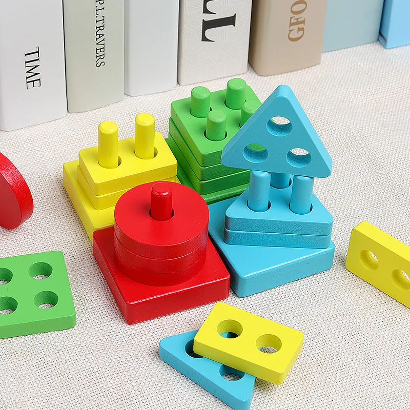 Žaislai Švietimo Spalvinga Kūdikių Mediniai Geometrinio Rūšiavimo Lenta Montessori Vaikų Švietimo Žaislai, Kamino, Statybos Įspūdį Vaikų Dovanų