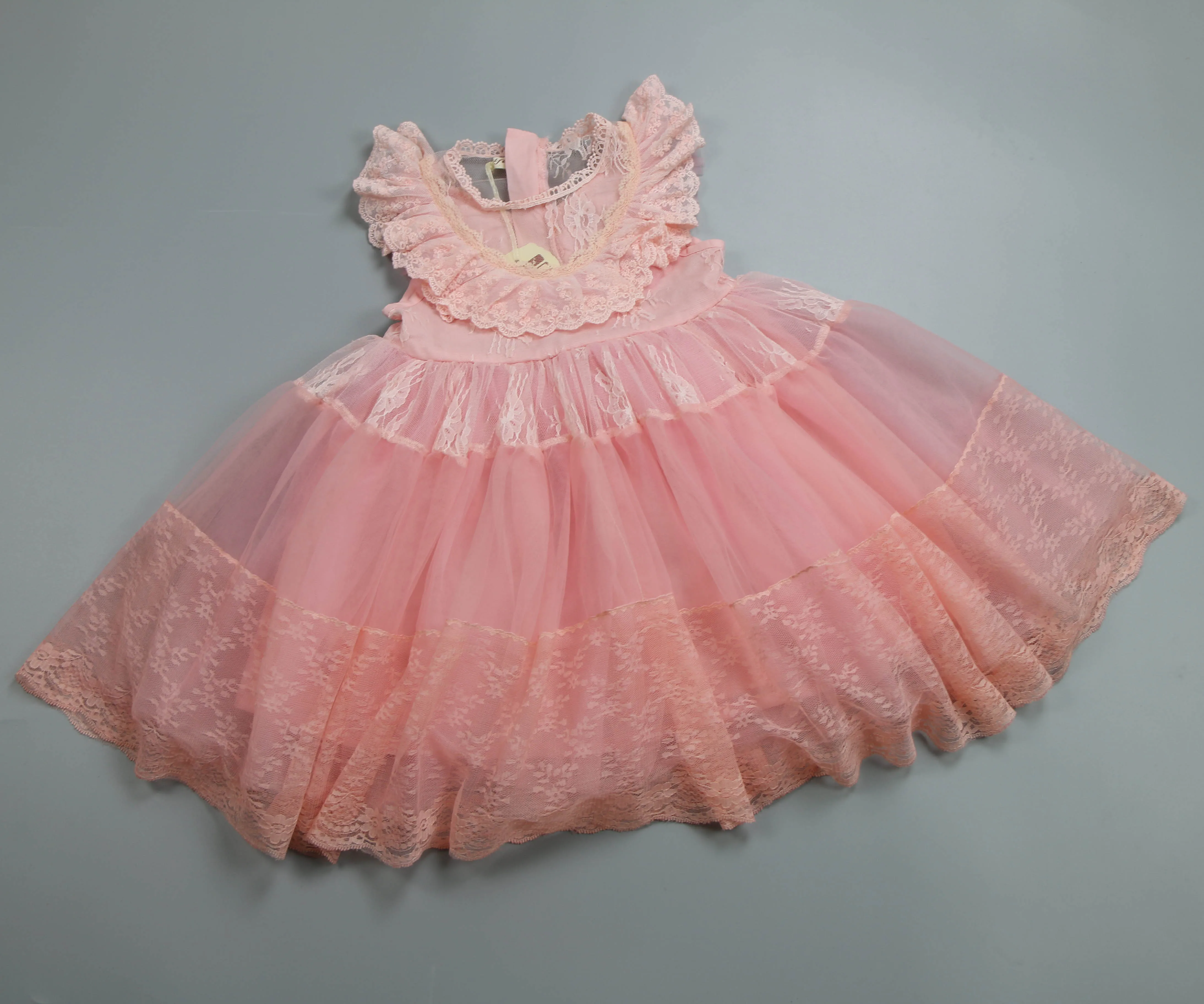 Saldus Mergaičių Tutu Nėrinių Šalis Suknelė Raukiniai Candy Pink Spalva Atostogų Vasaros Suknelė