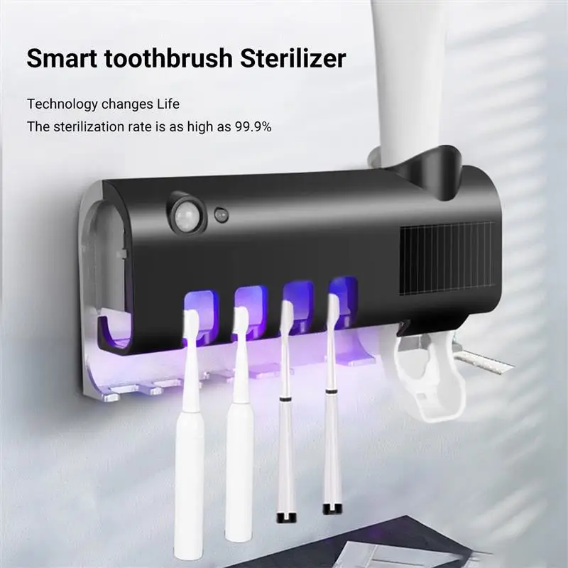 Automatinis Ultravioletinių dantų šepetėlį Sterilizer UV Šviesos dantų šepetėlį Turėtojas Su dantų Pasta Nuspaudžiant Balionėlis Saulės Energijos Lentynos