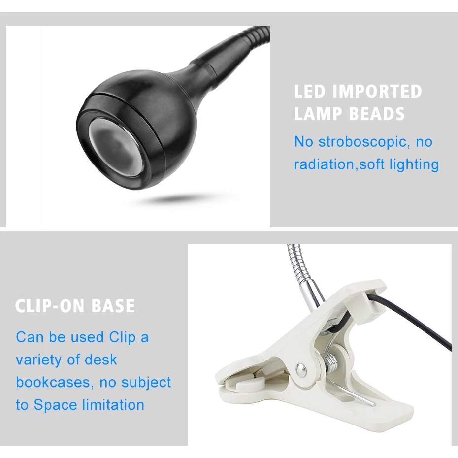 LED On/Off Jungiklis Įrašą Stalo Lempos USB Power Led Stalo Lempa Lanksti Knygos Šviesos Diodų Naktinis Apšvietimas Balta/Šiltai Balta Studijų Darbą