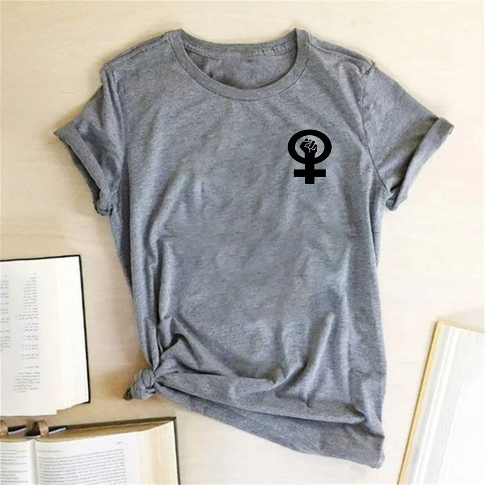 Feminizmo Moterų Marškinėlius Kumščiu Krūtinės Etiketės Spausdinimo Atsitiktinis Juokingas Vasaros Marškinėliai Lady Mergina Viršūnes Tees Hipster 