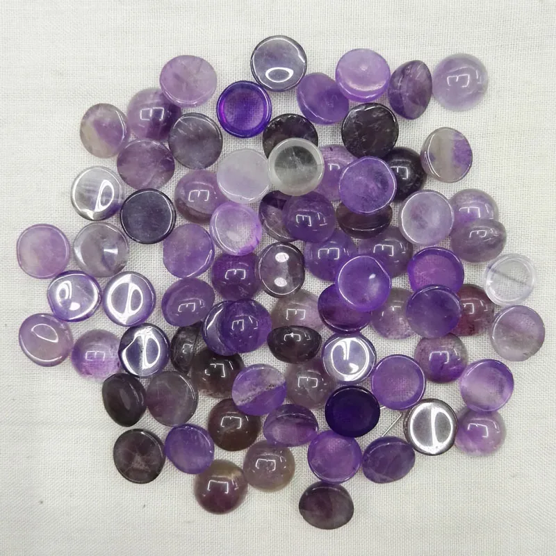 12MM Gamtos Violetinė crystal Akmens apvalios Granulės Geros kokybės turas kabina cabochon akmenys prarasti granulių 50Pcs/lot Nemokamas pristatymas