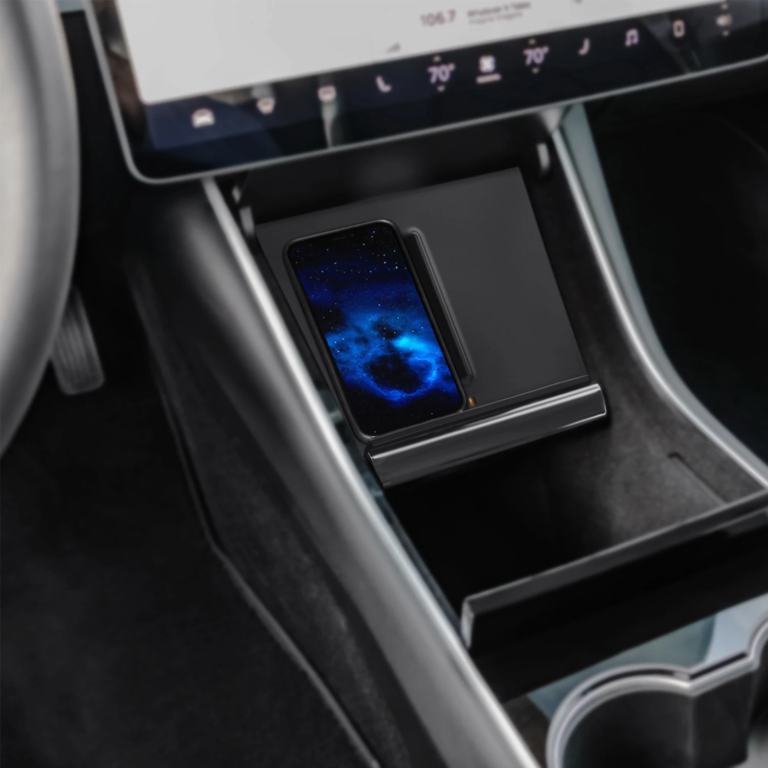 Belaidžio Įkrovimo Pagalvėlę Tesla Model 3 Individualų Telefono Įkroviklį Skydelio Mygtukai Telefono Turėtojas Trinkelėmis, Automobilių Reikmenys