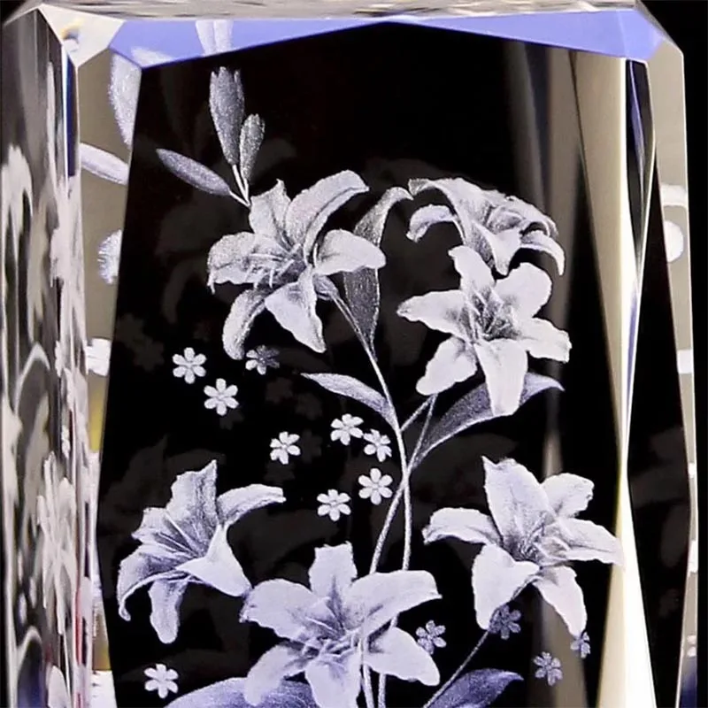 Lazerinis graviravimas kvepalai lily crystal cube 3d viduje raižyti krištolo motinos meilės gimtadienio dovana