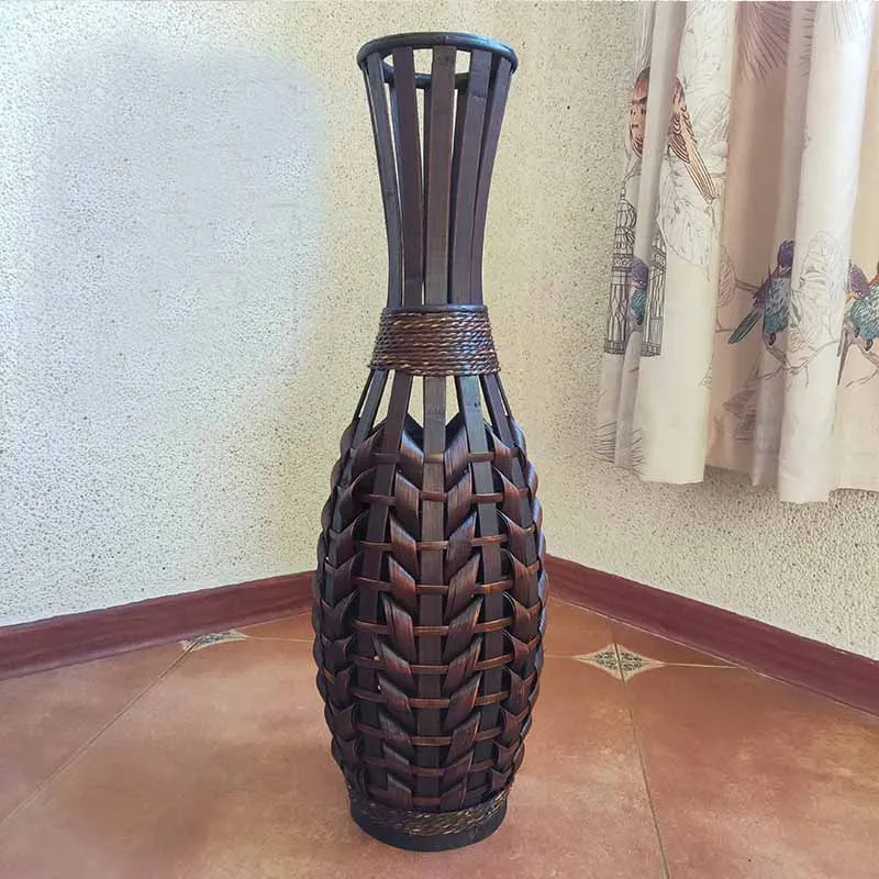 Grindų Vaza, Didelis Namų Dekoro Didelis Bambuko Grindų Gėlių Vaza Kambarį Namo Apdaila Meno Vaza Apdaila Namo