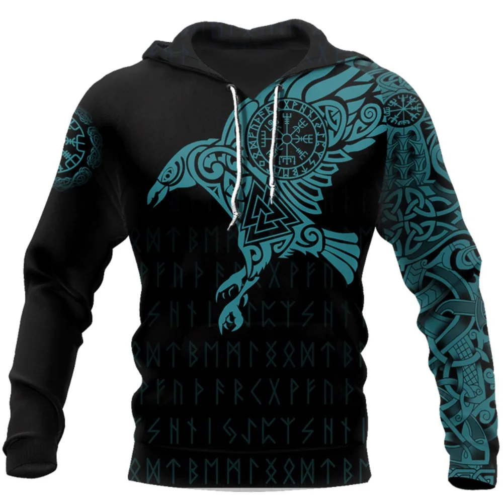 Viking Varną, Tatuiruotė 3D Atspausdintas Vyrų Hoodies Retro Harajuku Mados Gobtuvu Palaidinukė Rudenį Bliuzono Atsitiktinis streetwear hoodie