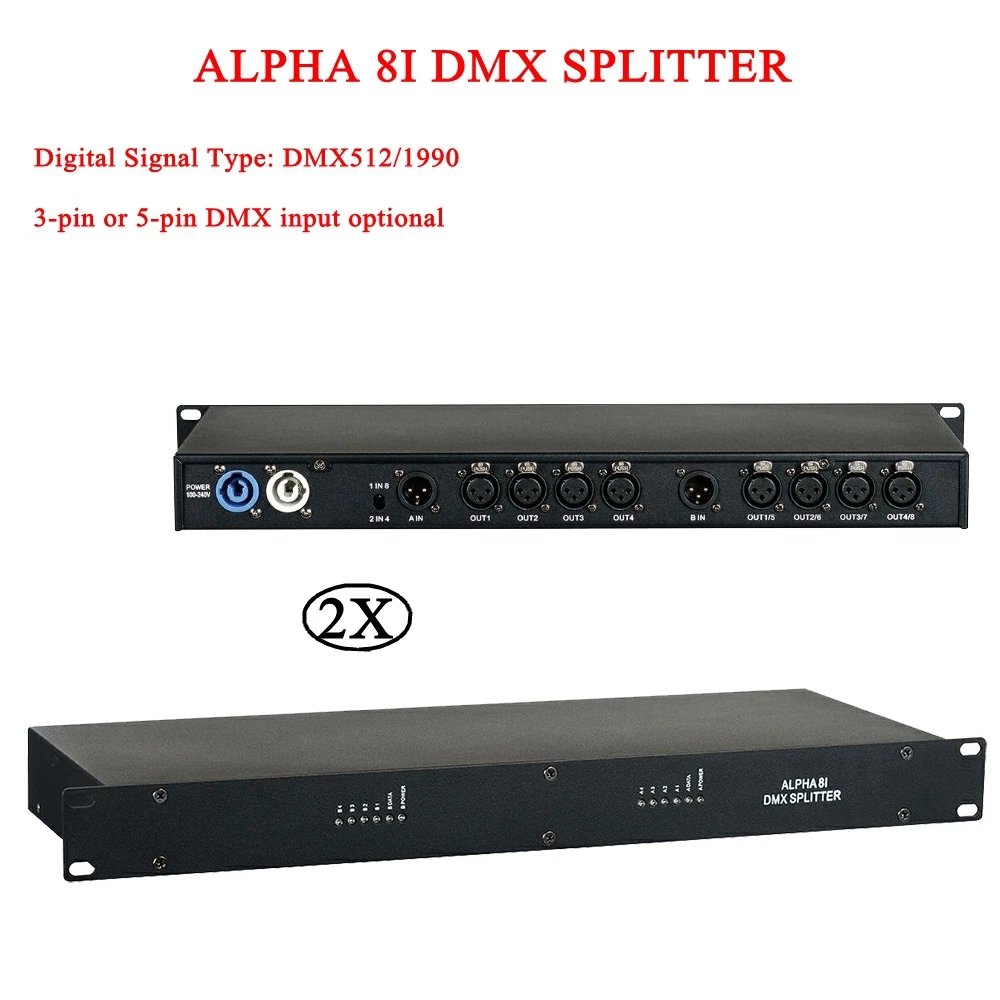 2vnt/Daug Scenos Šviesos Valdiklis ALFA 8I DMX SPLITTER Šviesos Signalo Stiprintuvas Splitter DMX Platintojas, Etapas Įranga