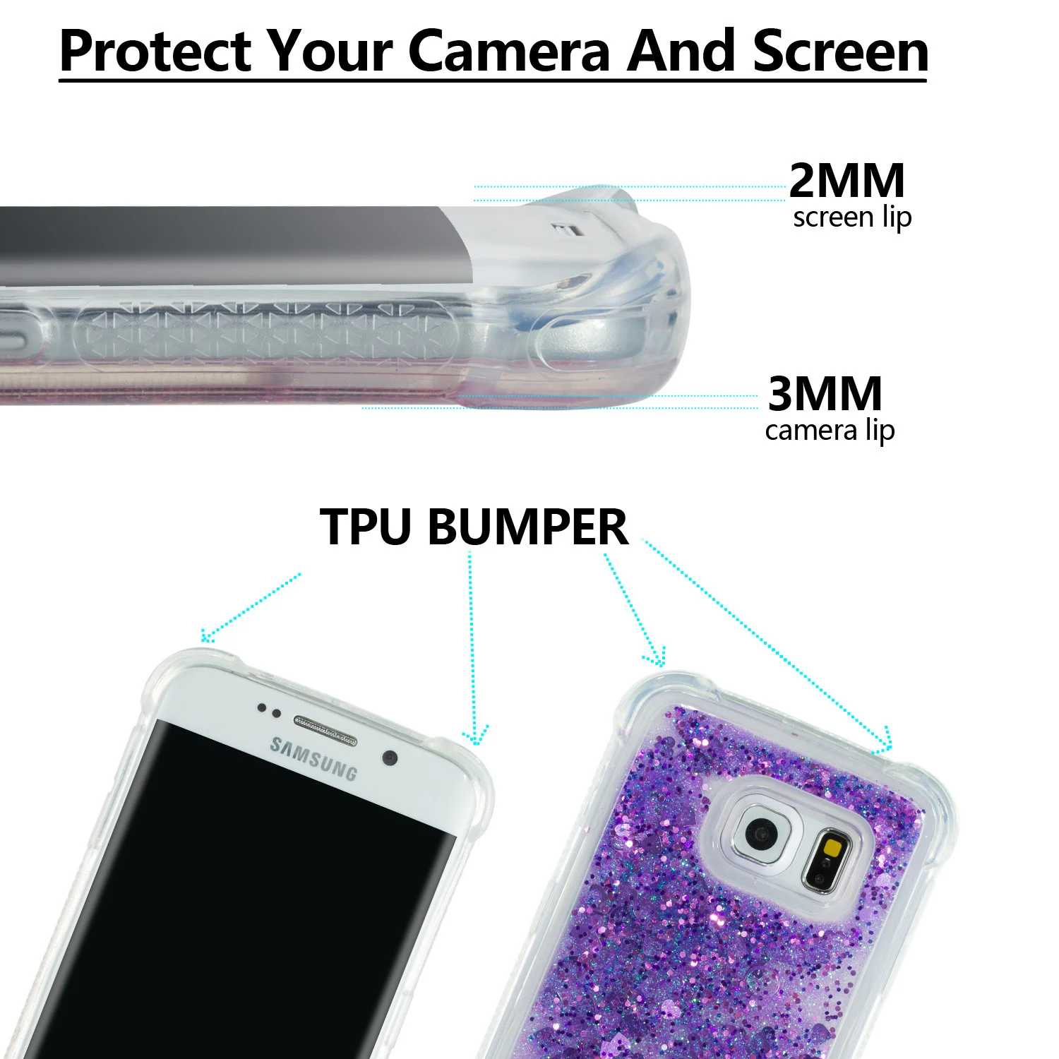 Labai permatomas sudužti atsparus mobiliojo telefono apsauga-tinka Samsung galaxy S6 krašto padengti telefono