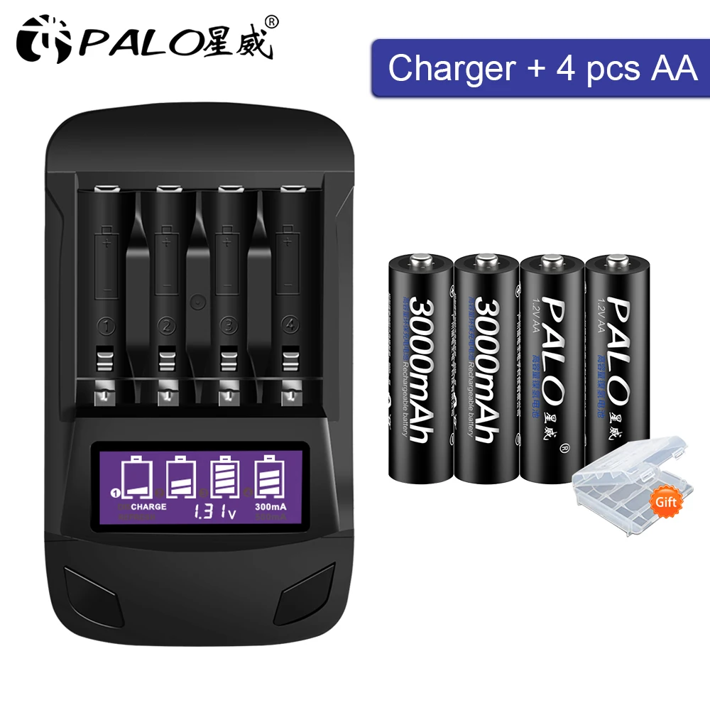 Originalus aa baterijos įkrovimo 2A Baterijos su LCD Protingas protingo įkroviklio 1.2 v AA AAA Įkrovimo batteria 3a
