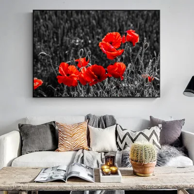 Augalų ir gėlių raudona gėlė, svetainė, miegamasis apdailos, dažymo sienelės nuotraukas kambarį drobė, tapyba