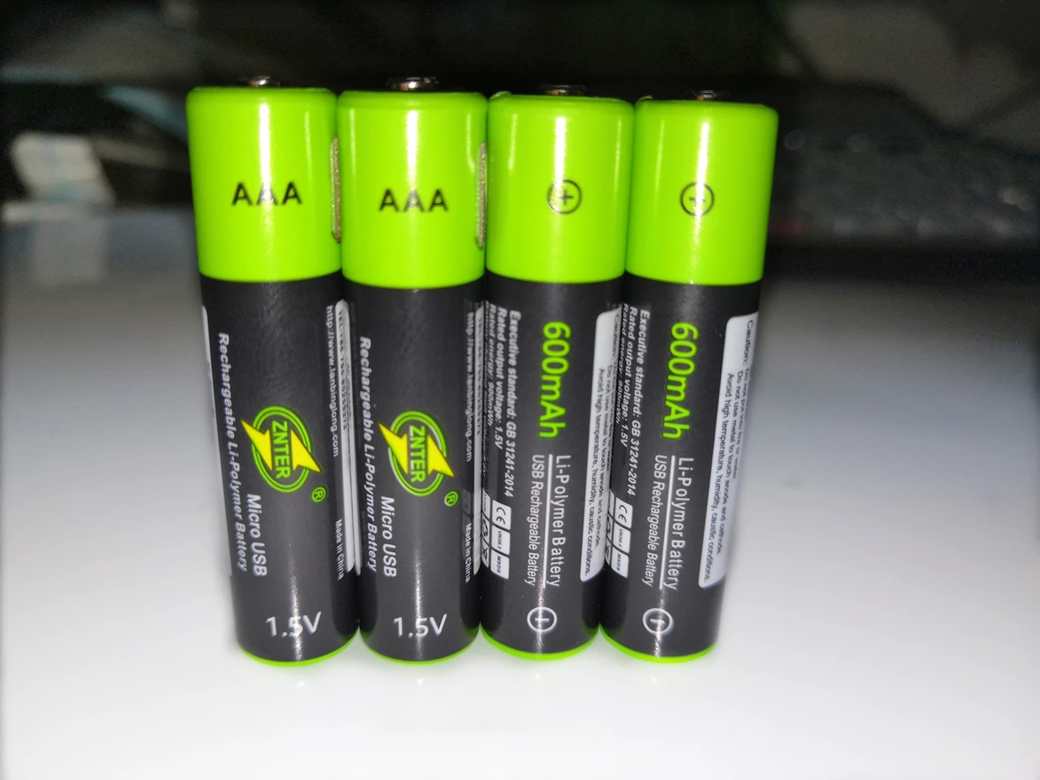 ZNTER 12PCS USB Įkraunamos AAA Baterijos 1,5 V 600mAh Ličio Jonų Baterija Žaislas Nuotolinio Valdymo pulto Baterijos Ličio Polimerų Baterija