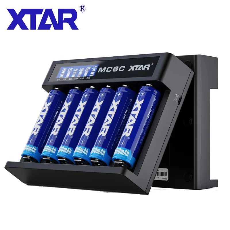XTAR MC6C Baterijos Kroviklis Smart LCD Kroviklis 5V 3A USB Kabelis DC Įvesties TC CC CV Baterija 3.6 V, 3,7 V Li-Ion 18650 Baterija, Įkroviklis
