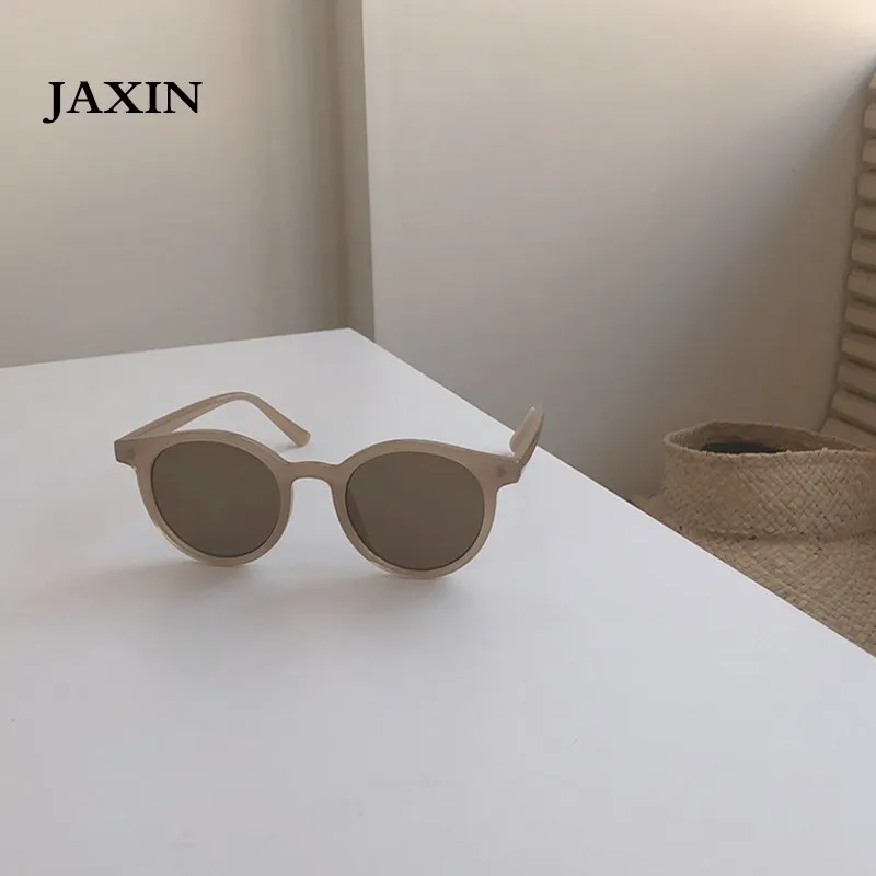 JAXIN okulary Naujų korėjos Retro Cat Eye Akiniai nuo saulės Moterims mados laukinių Apvalūs rėmeliai, Saulės Akiniai Vyrams, prekės ženklo dizaino tendencija veidrodis UV400