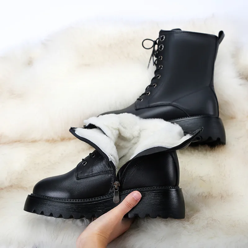 Asumer 2021 žiemos vilna sniego batai moterims, natūralios odos bateliai, nėriniai zip patogus butas laisvalaikio bateliai moteris batai