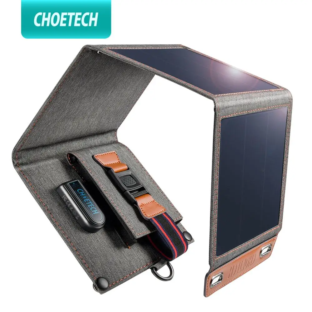 CHOETECH Saulės Įkroviklis 14W USB Sulankstomas Telefonas Kelionių Įkroviklį Su SunPower Saulės kolektorius Vandeniui, Skirti 