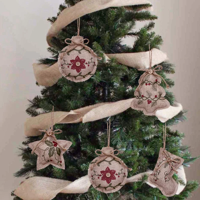 Kaimiškas Kalėdų Eglučių Papuošalai Gyvulių Papuošalų už kanapės Šalies Kalėdų Kojinę Kamuolys Medžio Varpas su Raudona ir Žalia Holly L