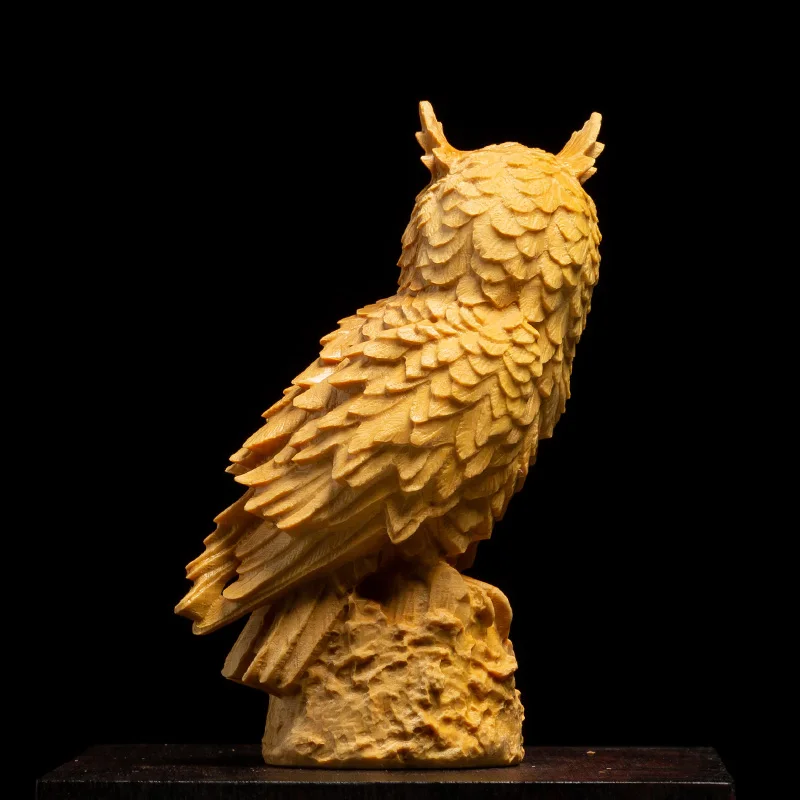 Boxwood 9cm 11cm 13cm Pelėdos Skulptūra, Medžio masyvo Gyvūnų Statula Kambarį Apdaila Nighthawk Namų Dekoro