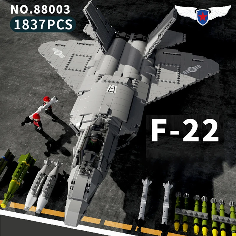 2020 Naujų Karinių Naikintuvų Serijos Statybiniai Blokai, Plytos F-22 Raptor 