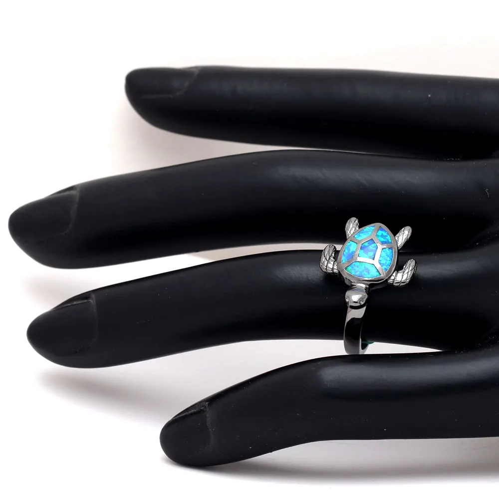 Vnfuru Vėžlio Žiedai lady Black Ugnies Opalas Žiedas Papuošalai Karštos Moterys Gyvūnų Papuošalai piršto dovana Royal Uždarus Jūros Vėžlių Žiedas