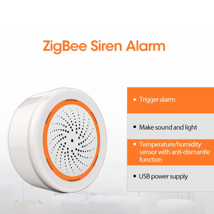 Tuya Zigbee Smart Siren Signalizacija su Temperatūros ir Drėgmės Jutiklis Veikia su TUYA Smart Hub