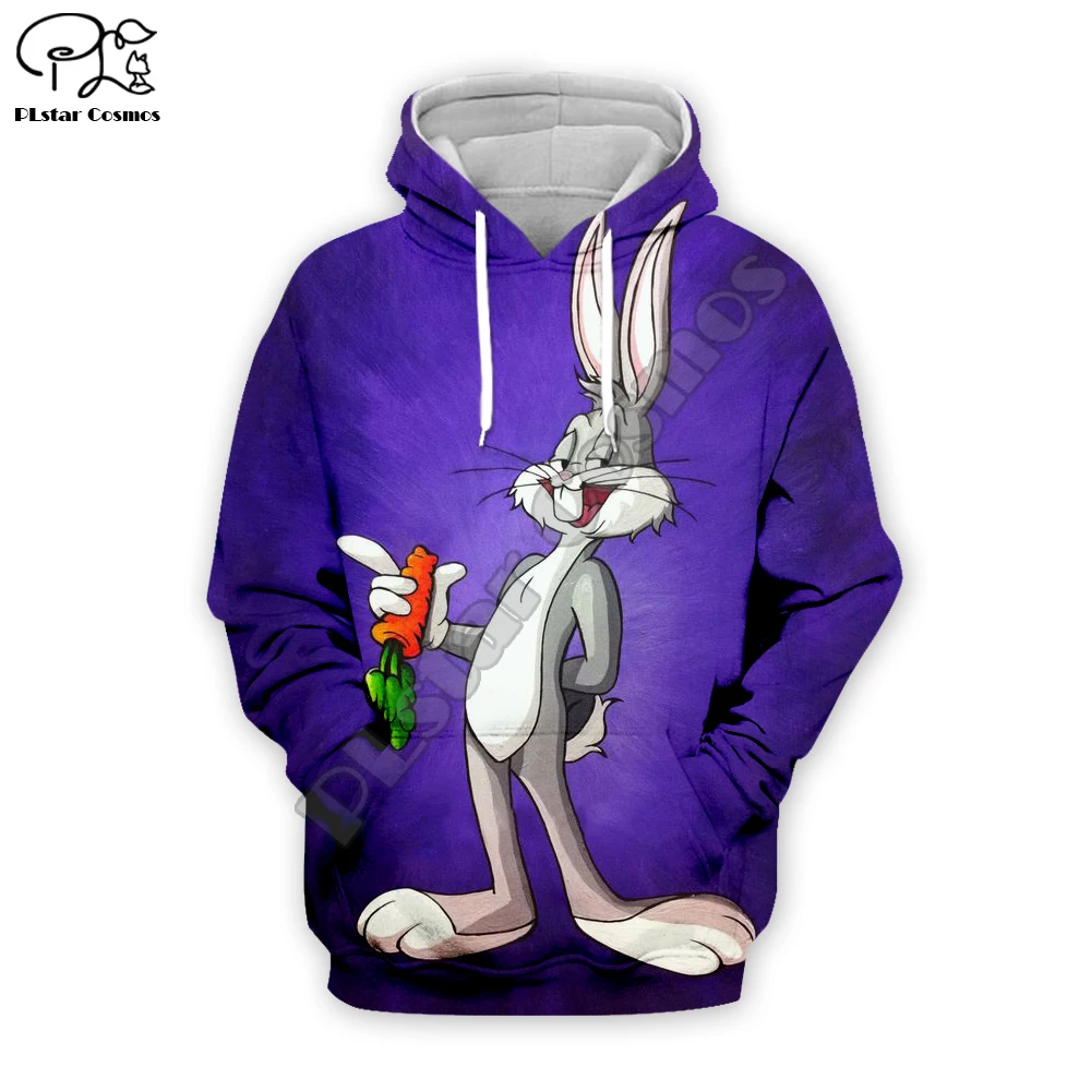 PLstar Kosmosas Karšto Anime Juokingas Animacinių filmų Bugs Bunny Rabbit NewFashion Puloveris 3Dprint Unisex užtrauktuką/Hoodies/Megztiniai/Striukė A-7