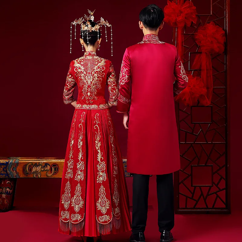 Aukštos Kokybės Siuvinėjimo Mėgėjams Vestuvių Suknelė Kinų Stiliaus Santuokos Drabužių Rytų Choengsam Qipao Išskirtinį Santuokos Dovana