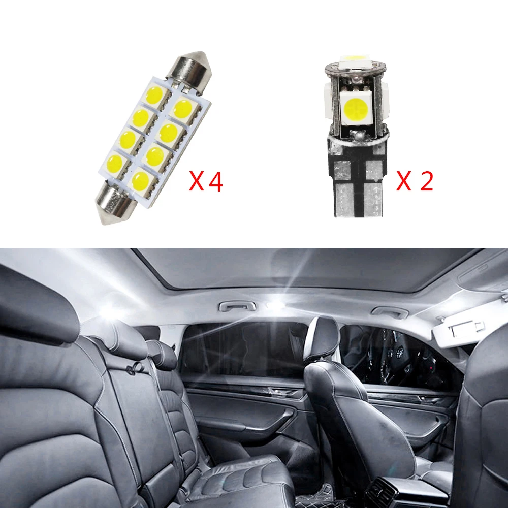 6Pcs Canbus Balta LED Lempa, Automobilių Lemputės Interjero Paketas Rinkinį, Skirtą 
