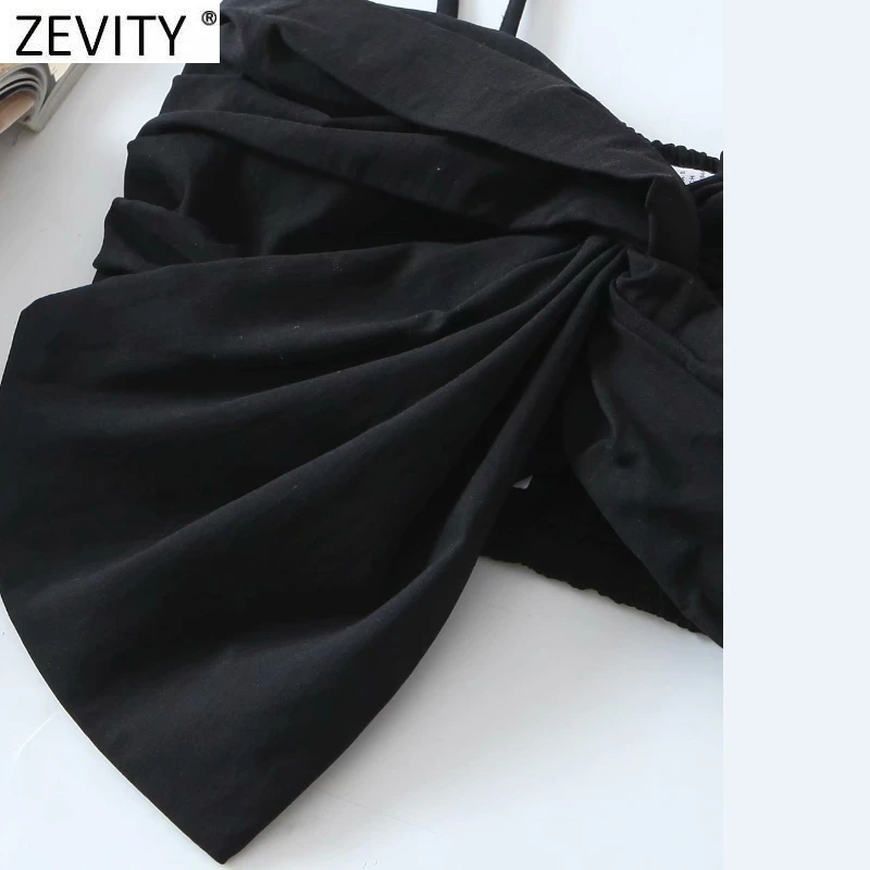 Zevity 2021 Moterų Sexy Lankas rišti Juodas Diržas Moteriška Palaidinė Atgal Elastinga Spageti Dirželį, Marškiniai, Elegantiškos Slim Apkarpyti Viršūnes LS7675