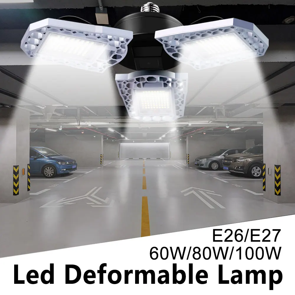 E27 60W 80W 100W LED Garažas Šviesos Deformuojamieji LED Lemputė Vandeniui LED Aukštos Bay Lemputės 220V UFO Lempos 110V Seminaras Apšvietimas