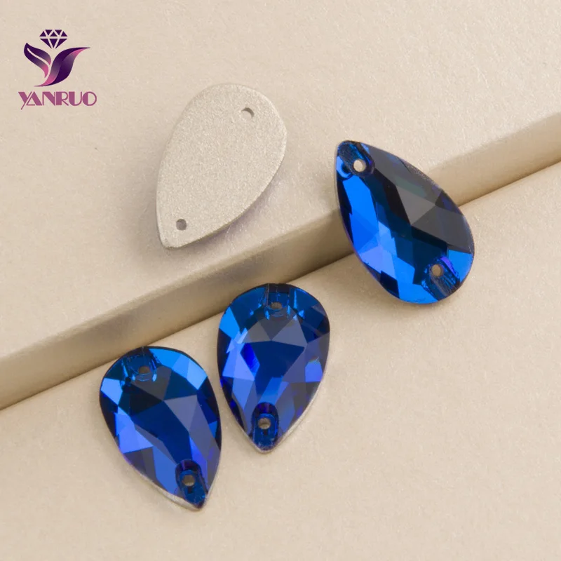 YANRUO 3230 Lašas Capri Blue Akmenų ir Kristalų, Cirkonio Siūti Drabužį Suknelė Diamond Komplektas