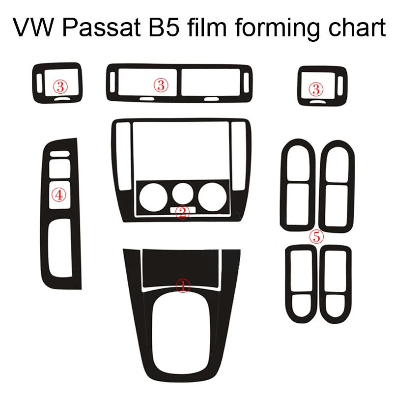 Volkswagen VW Passat B5 Interjero Centrinis Valdymo Pultas Durų Rankena (3D/5D Anglies Pluošto Lipdukai Lipdukai Automobilio stilius Accessories