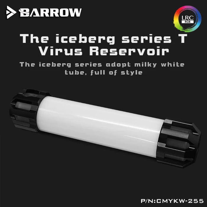 BARROW 155 /205 /255mm X 50mm Double Helix T-Virusas Cilindro Vandeniu Aušinamas Aušinimo skysčio Baką A-RGB Šviesos Sistemos PMMA+Aliuminio Dangtelis