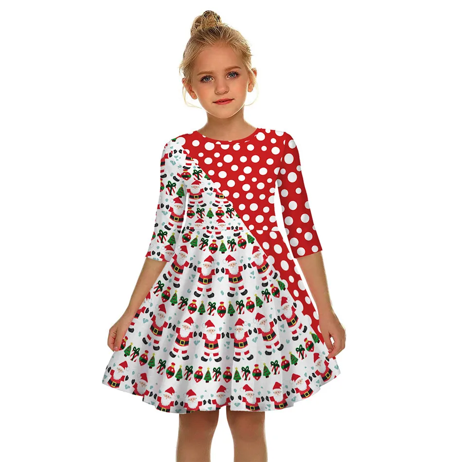 Naujas Princesė Mergina Suknelė Kalėdų Šalis Suknelė Vaikų Sniego Briedžių Spausdinti Suknelė paauglių Mergaičių Suknelė Vaikų Naujųjų Metų Komplektus