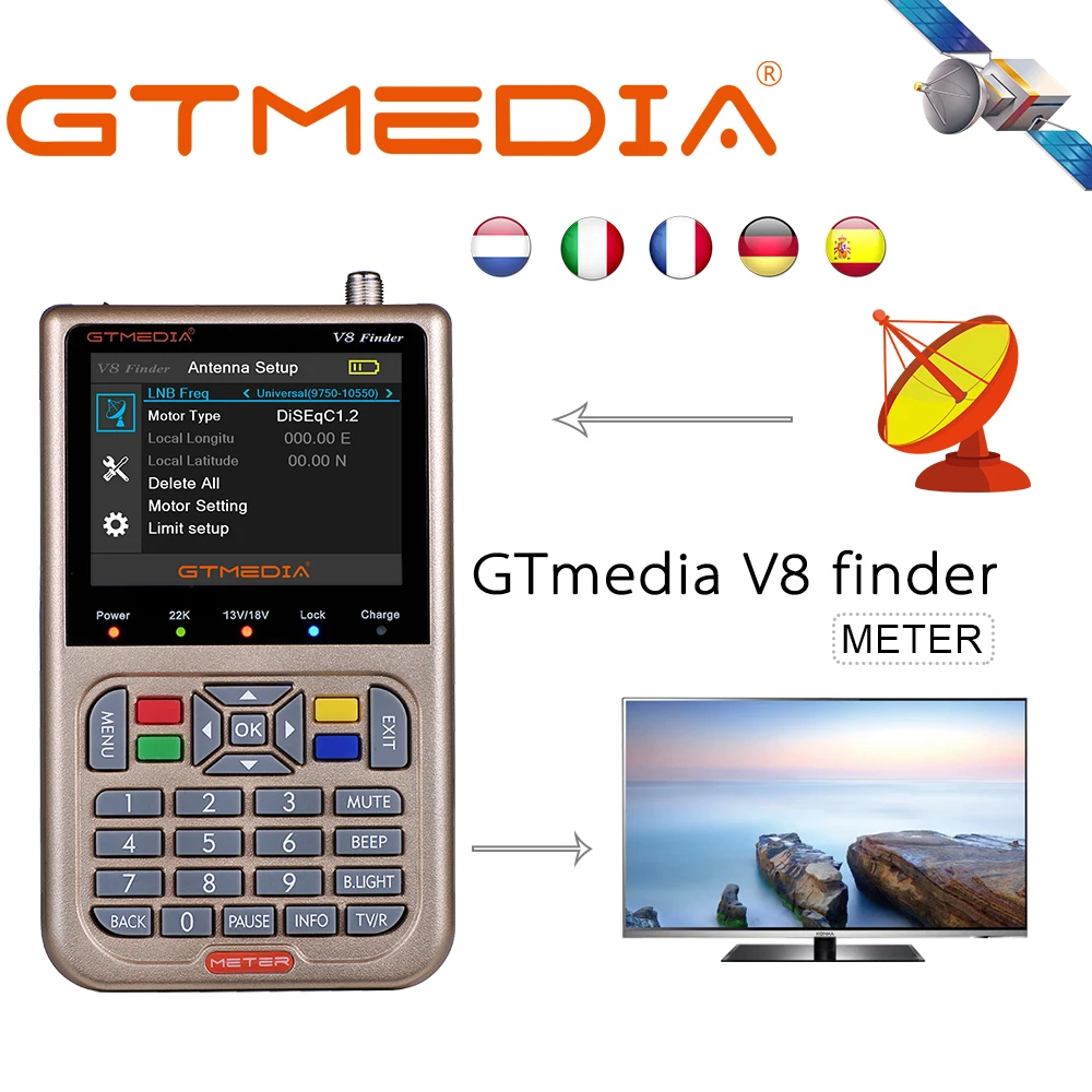 Gtmedia freesat V8 Finder Metrų Palydovų Ieškiklis DVB-S2 Imtuvo Skaitmeninio Signalo matuoklis HD TV Antena Lauko Detektorius Šeštadienis Patiekalas