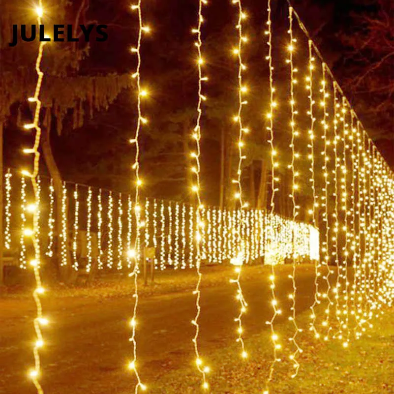 JULELYS 10m x 4m 1280 Lemputes, LED Vestuvių Dekoravimo Užuolaidų Žiburiai Kalėdų Girliandas Atostogų Žiburiai Kieme Square Garden