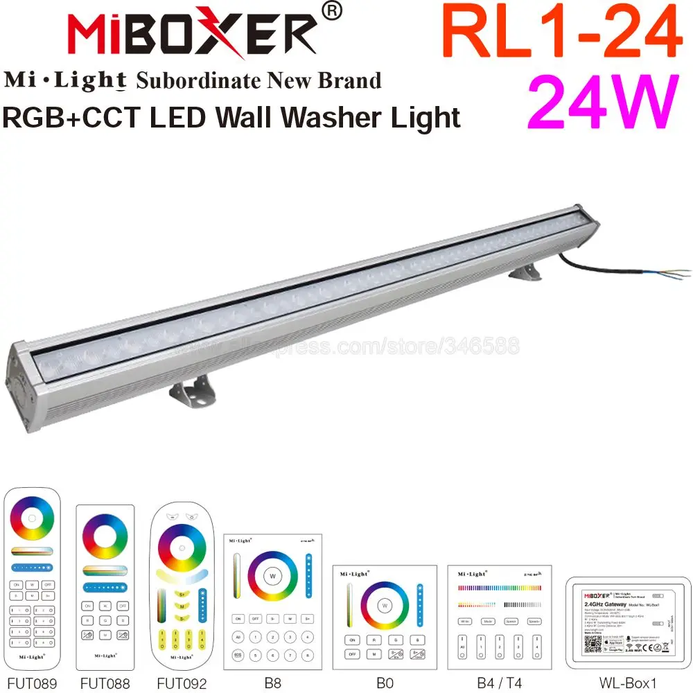 MiBoxer RL1-24 AC110-240V 24W RGB+BMT LED Siena Plovimo Šviesos Vandeniui IP66 Lauko Šviesos,šviesos srautą galima reguliuoti RGB BMT Pajungti Lempa