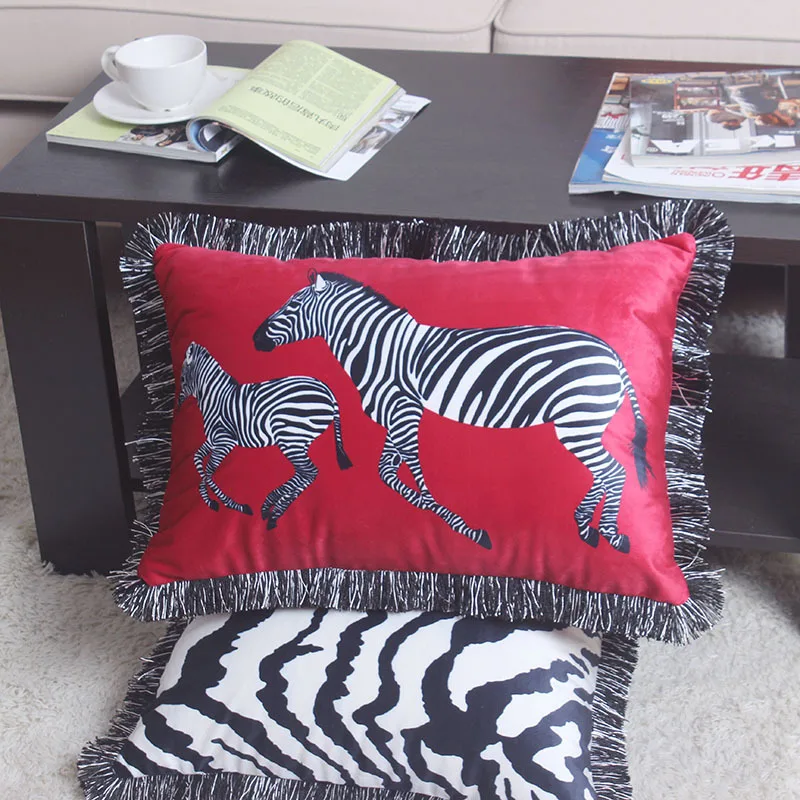 Namų dekoro Sofa Mesti Pagalvės Paprasta šiuolaikinės flanelė spausdinimo zebra kutais nėrinių užvalkalas sofos pagalvėlė padengti